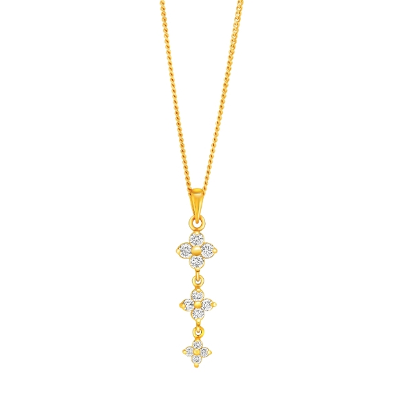 Show details for Classic Three Flowers Drop Pendant Necklace Gold Plated 3 Flowers Necklace Gold Plated