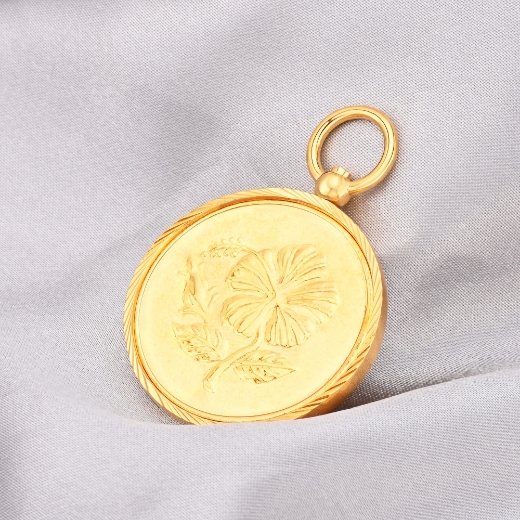 gold plated hibiscus pendant