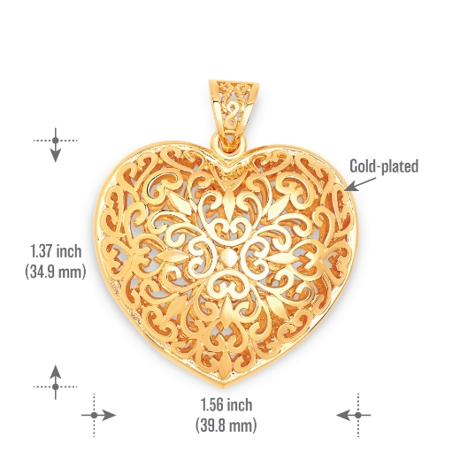 fligree heart pendant measurement