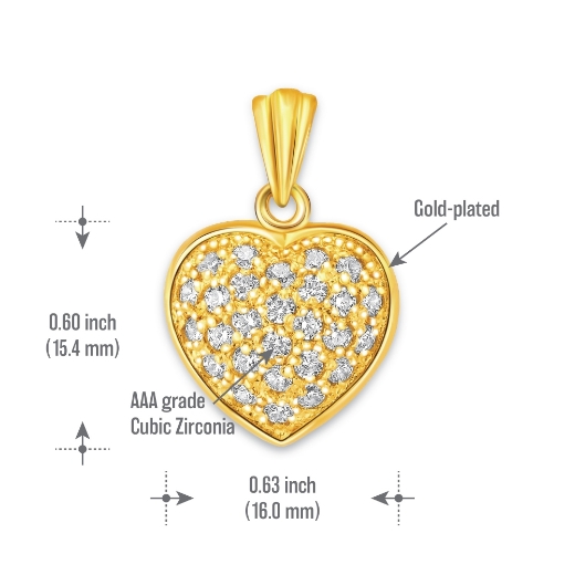 bold heart pendant measurement