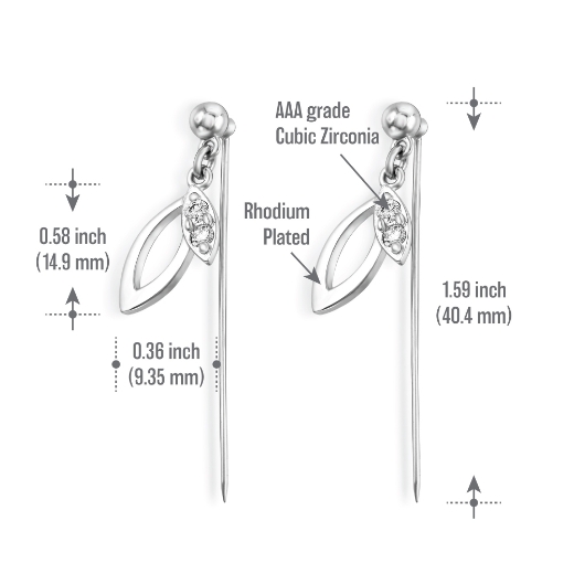 twin leaves hijab pin measurement