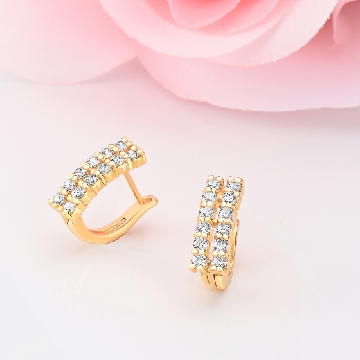 classic double cz hoop earrings