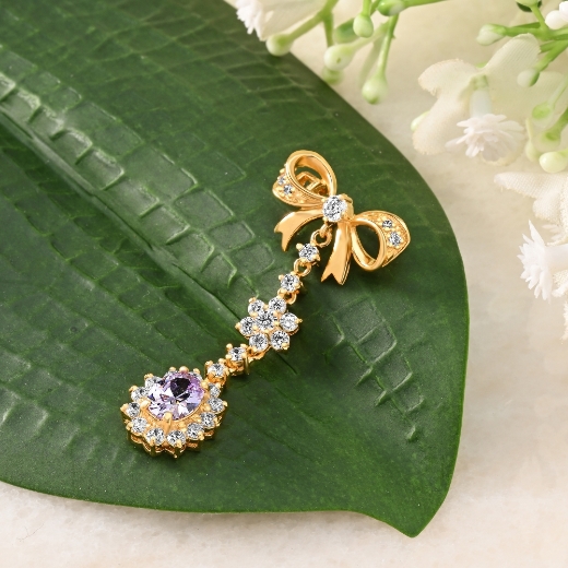 purple cz dangle brooch