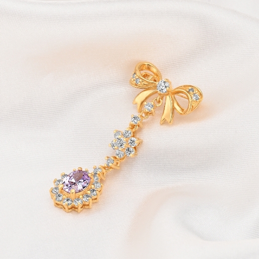 purple cz flower brooch