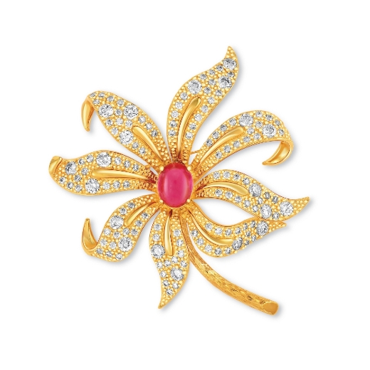 red cz lily brooch