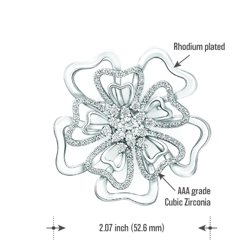 large layered flower brooch measurement