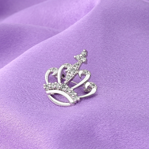 cz crown brooch