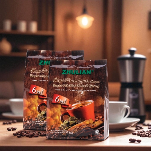 Picture of ZHULIAN Premix Coffee with Tongkat Ali, Misai Kucing & Ginseng (6 in 1) - 20 sticks