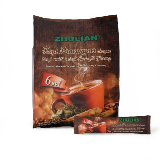 Picture of ZHULIAN Premix Coffee with Tongkat Ali, Misai Kucing & Ginseng (6 in 1) - 20 sticks