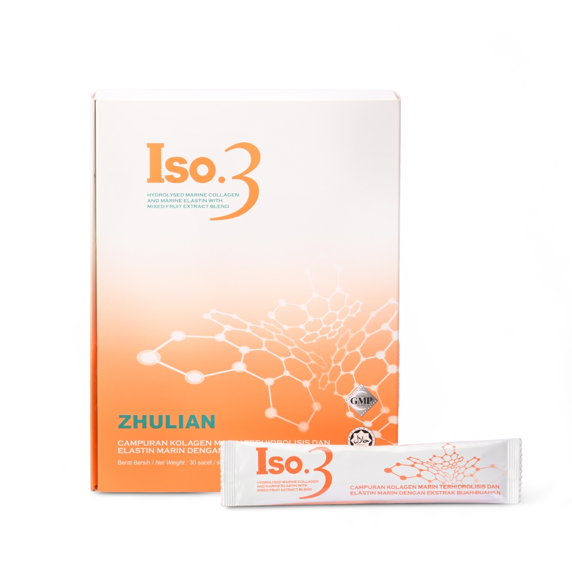 Picture of ISO.3 Hydrolysed Marine Collagen and Marine Elastin with Mixed Fruit Extract - 30 sachets