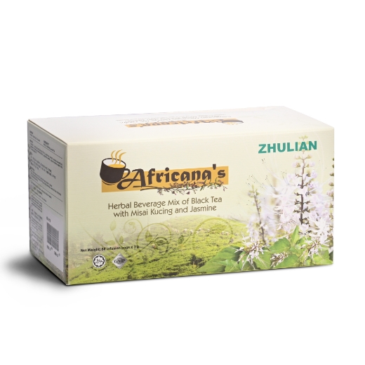 Picture of AFRICANA'S Herbal Beverage Mix of Black Tea with Misai Kucing and Jasmine - 60 tea bags