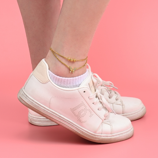 layered butterfly anklet for women