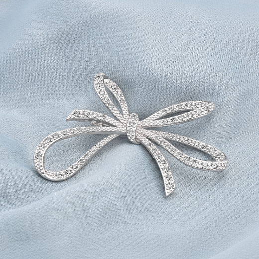 large cz bow brooch