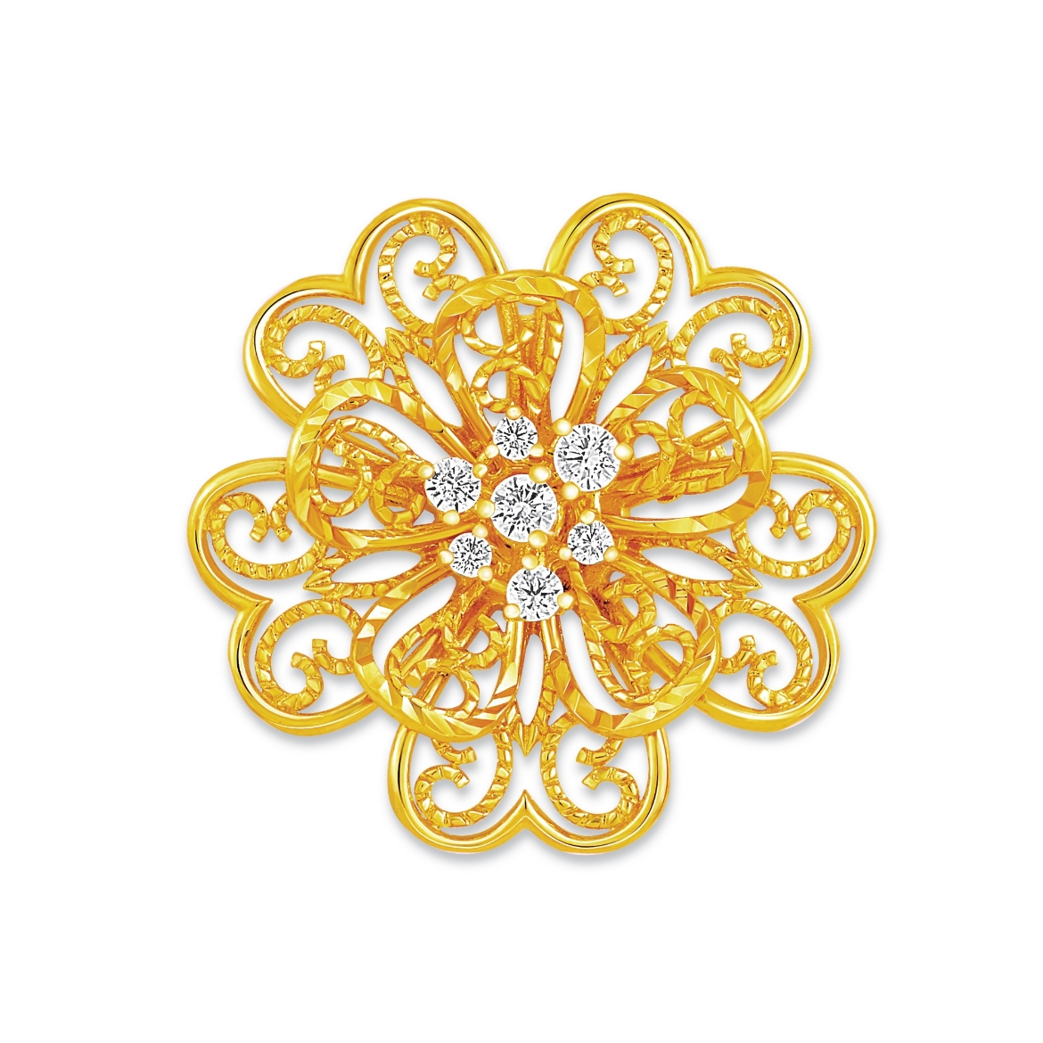 Filigree Camellia Flower Brooch