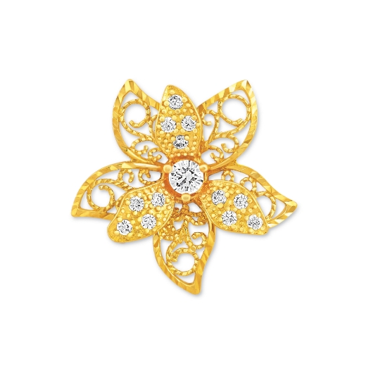 Azalea Flower Brooch Gold Plated