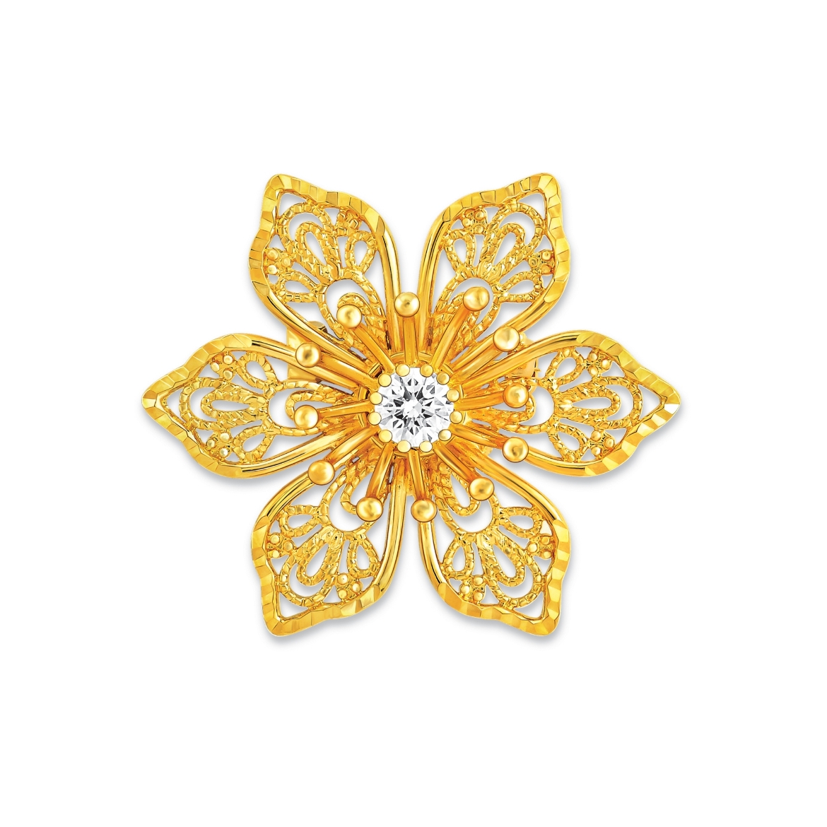 Jasmine Flower Brooch Gold Plated