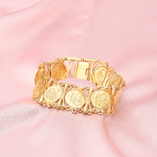 Hibiscus Coin Link Bracelet