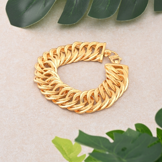 wide Double Link gold plated Bracelet