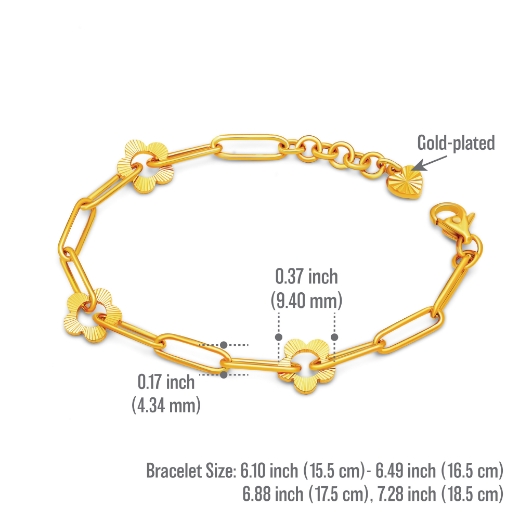Flower Paperclip Chain Bracelet measurement