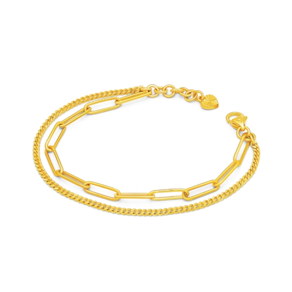 Show details for Two Layer Paperclip Chain Bracelet Gold Plated Two Layer Paperclip Chain Bracelet