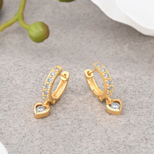 Dangle Heart Hoop Earrings