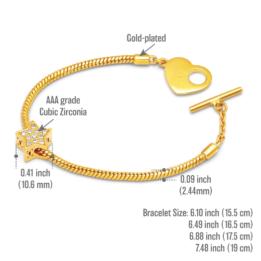 CZ Star Bracelet T-bar measurement