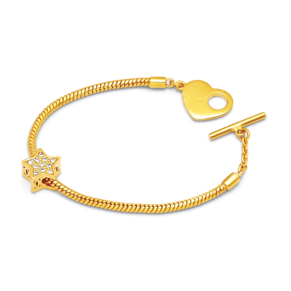 Show details for CZ Star Bracelet Gold Plated in T-Bar CZ Star Bracelet T-bar