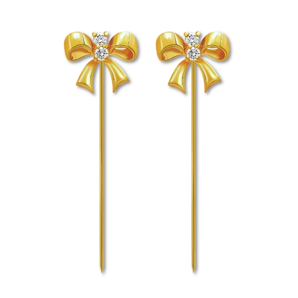 Show details for Bow Ribbon Hijab Scarf Pins Gold Plated with CZ Bow Hijab Scarf Pins