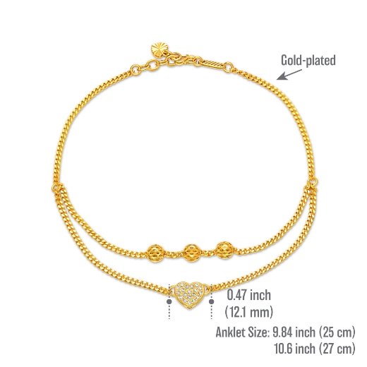 layered heart anklet measurement