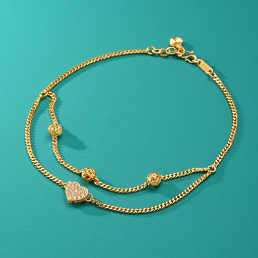 Layered Heart Chain Anklet