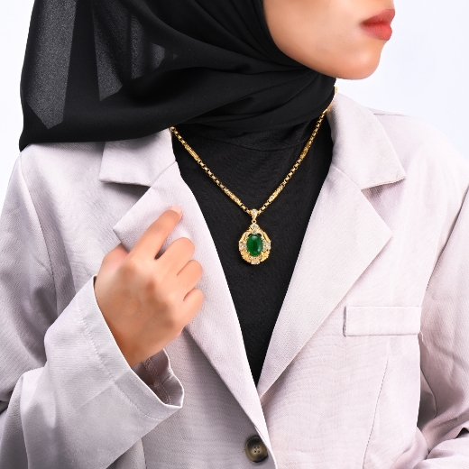 Vintage Green CZ Pendant for women