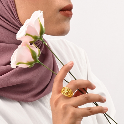 open vintage Flower signet Ring  for women