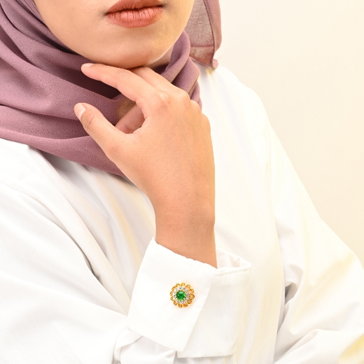 Green CZ Flower Brooch for women