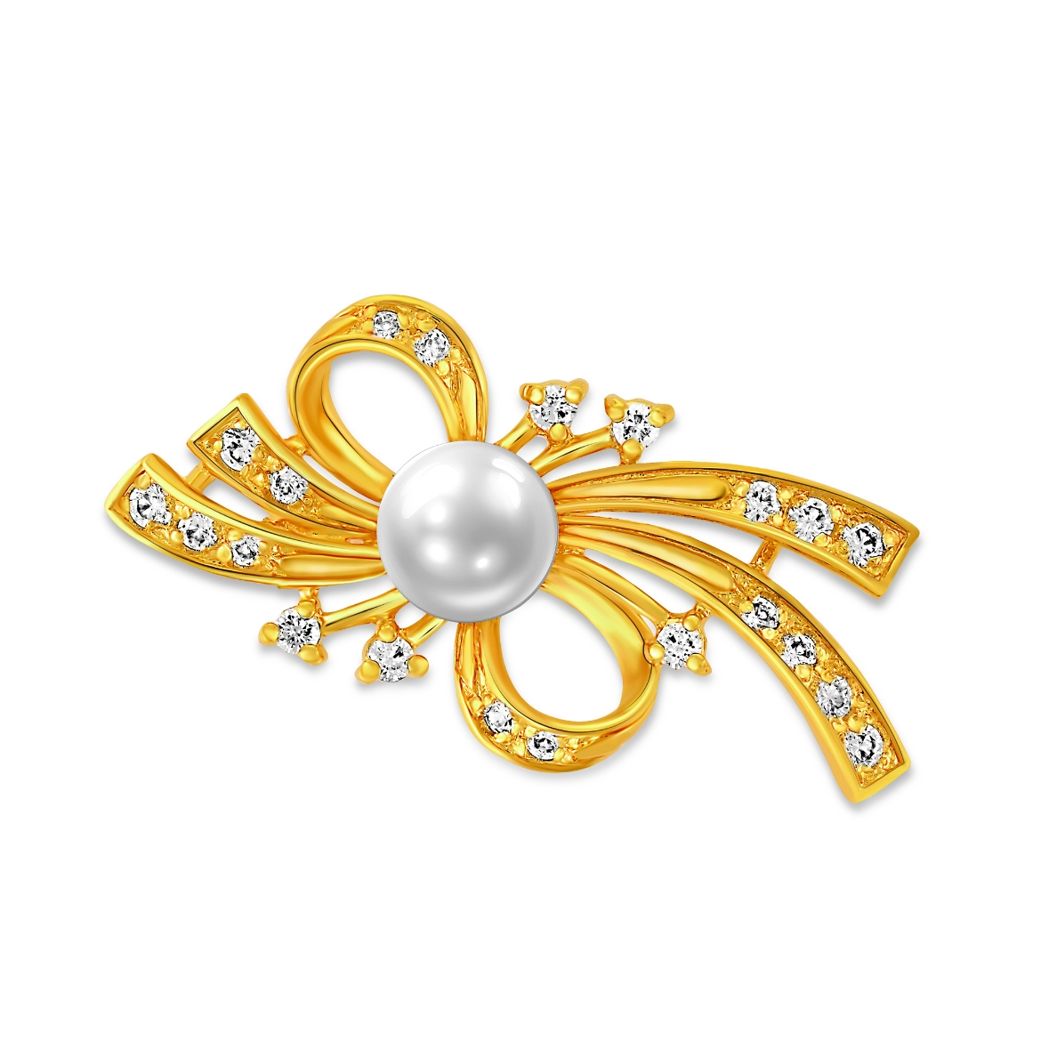 CZ Modern Bow Brooch