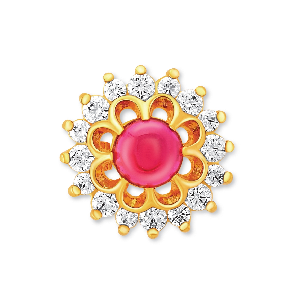 Red CZ Flower Brooch