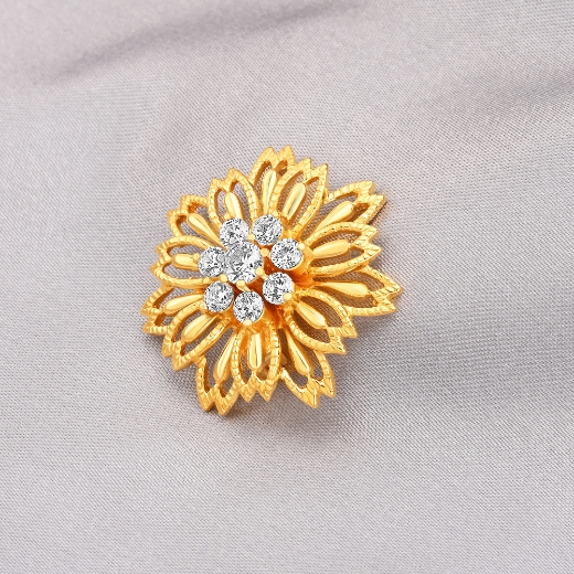 gold plated flower brooch with cz