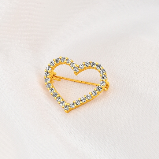 cz gold plated heart brooch