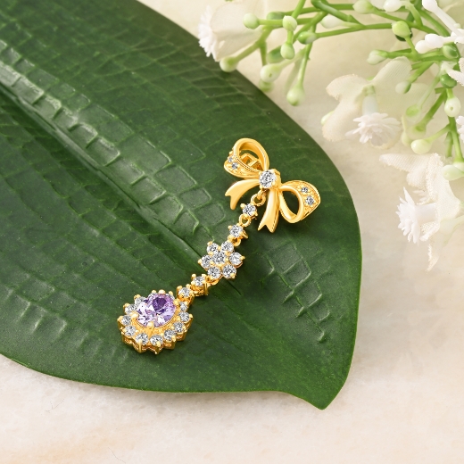 purple cz dangle brooch