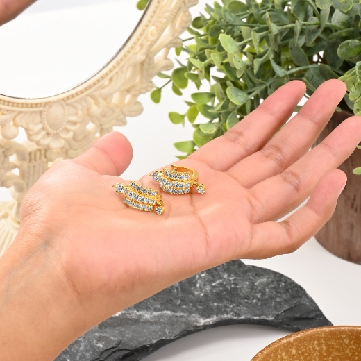 triple cz hoop earrings for women