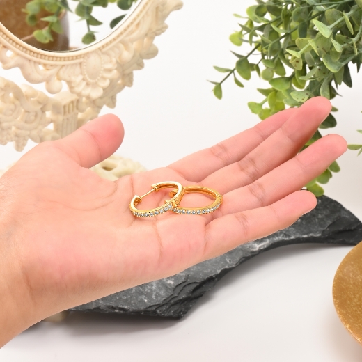 cz single hoop earrings for women