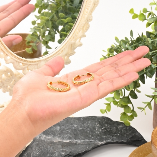 textured round hoop earrings for women