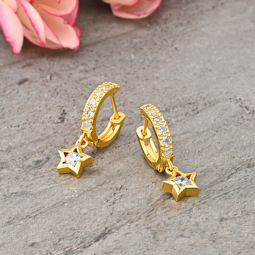 Star Gold Plated Hoop Earrings
