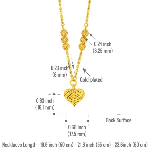 bold heart necklace measurement