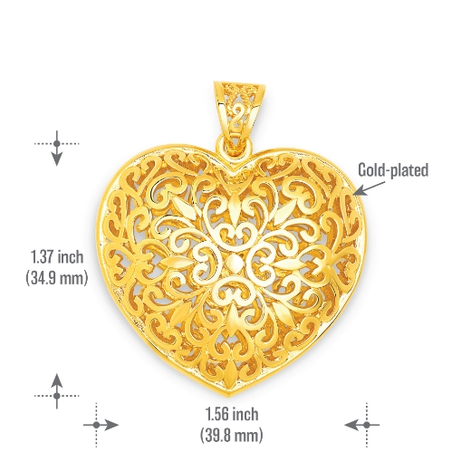 fligree heart pendant measurement