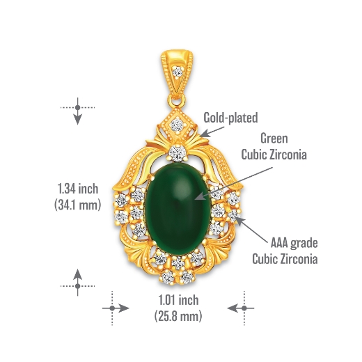 green vintage pendant measurement