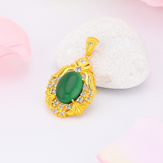 green cz vintage pendant