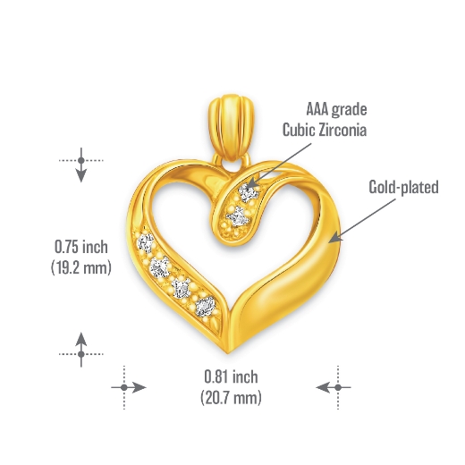 open heart pendant measurement