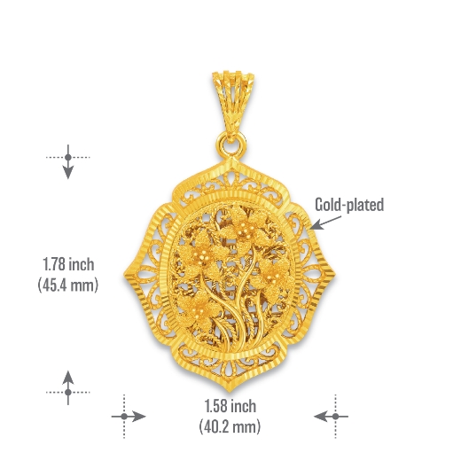 Oval Vintage Flower Pendant measurement