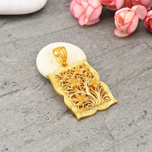 Rectangle Filigree Flower Pendant