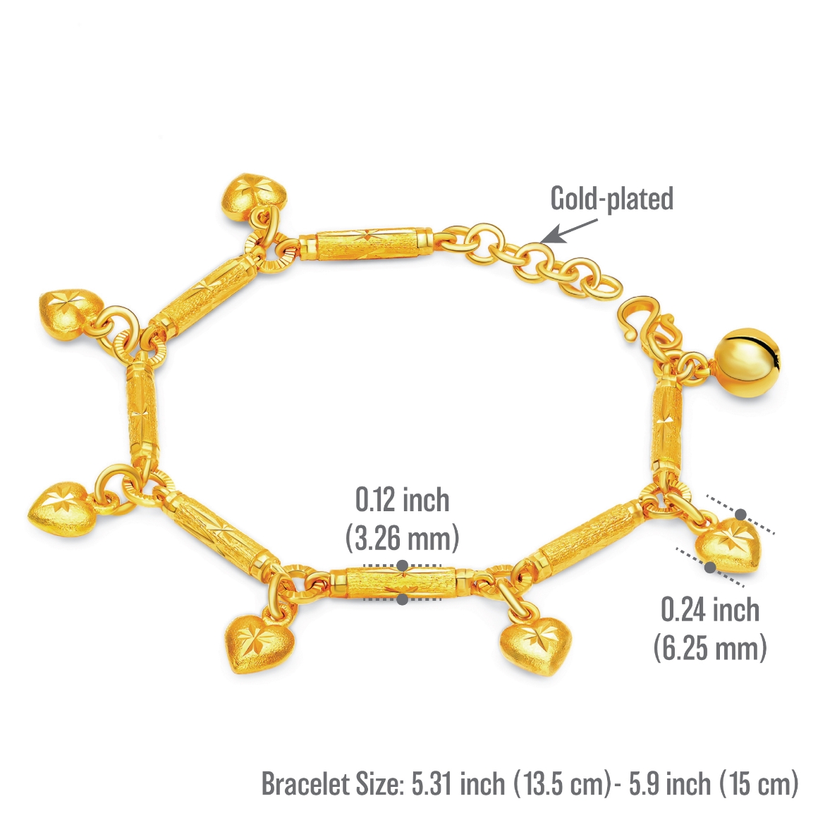 Picture of Starry Heart Bamboo Chain Bracelet Gold Plated for Kids